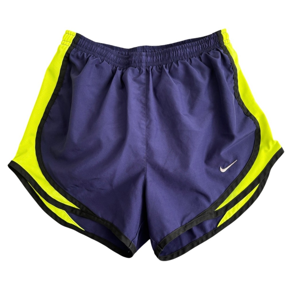 Nike Dri-FIT Running Shorts Women's XS Purple Neon Yellow Athletic Gym‎ Active
